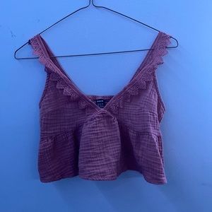 Coral cropped loose fit tank